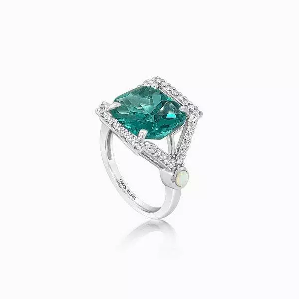 Cushion Cut Caribbean Topaz Cocktail Ring Frank Reubel Fine Jewelry